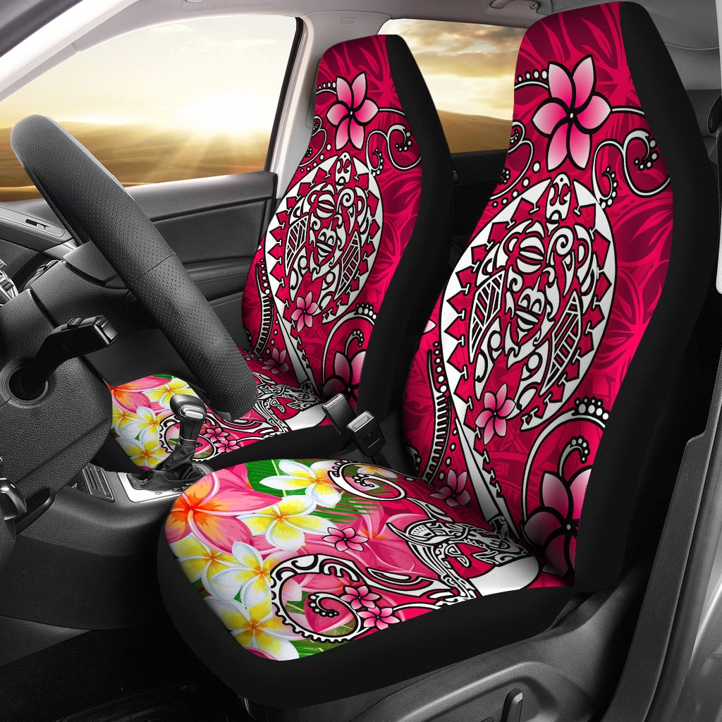 Polynesian Car Seat Covers - Turtle Plumeria Pink Color Universal Fit Pink - Polynesian Pride