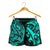 New Zealand All Over Print Women's Shorts, Maori Polynesian Tattoo Turquoise Women Turquoise - Polynesian Pride