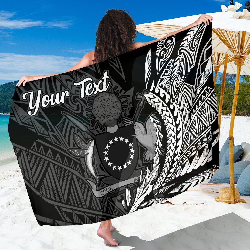 Cook Islands Sarong - Custom Personalised Wings Style Sarong - Cook Islands One Size Black - Polynesian Pride