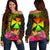 Wallis and Futuna Polynesian Personalised Women's Off Shoulder Sweater - Hibiscus and Banana Leaves Art - Polynesian Pride