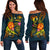 Polynesian Hawaii Off Shoulder Sweater - Legend of Kanaka Maoli (Blue) - Polynesian Pride