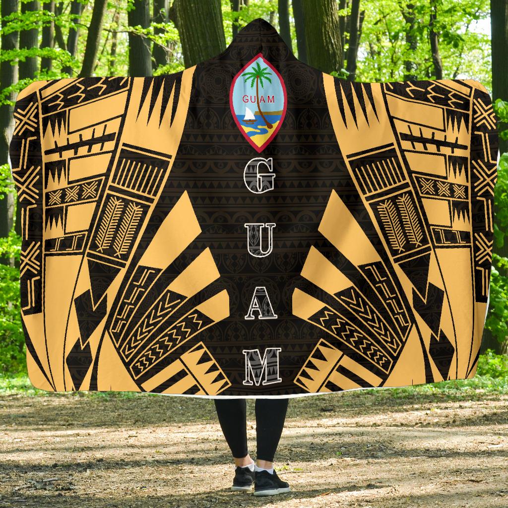 Guam Hooded Blanket - Polynesian Tattoo Gold Hooded Blanket Gold - Polynesian Pride