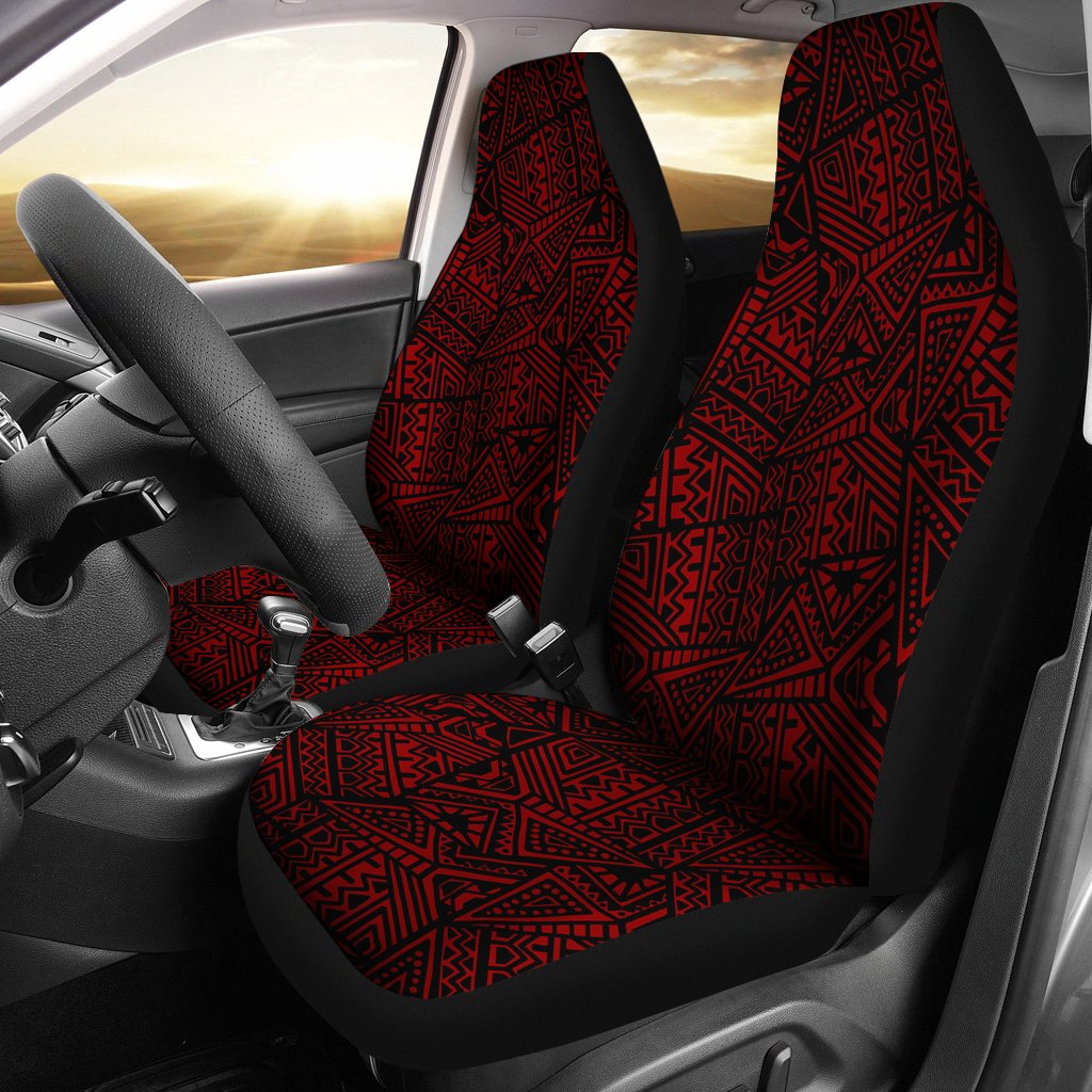 Polynesian Car Seat Cover - Polynesian Tattoo 15 Universal Fit Red - Black - Polynesian Pride