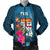 Fiji Men's Bomber Jacket Coat Of Arms Polynesian With Hibiscus And Waves Blue - Polynesian Pride