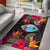 Guam Area Rugs Hibiscus Polynesian Pattern Black - Polynesian Pride