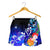 Marshall Islands Women's Shorts - Humpback Whale with Tropical Flowers (Blue) - Polynesian Pride