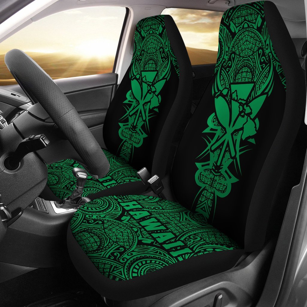 Kanaka Map Polynesian Car Seat Cover - Green - Armor Style Universal Fit Green - Polynesian Pride