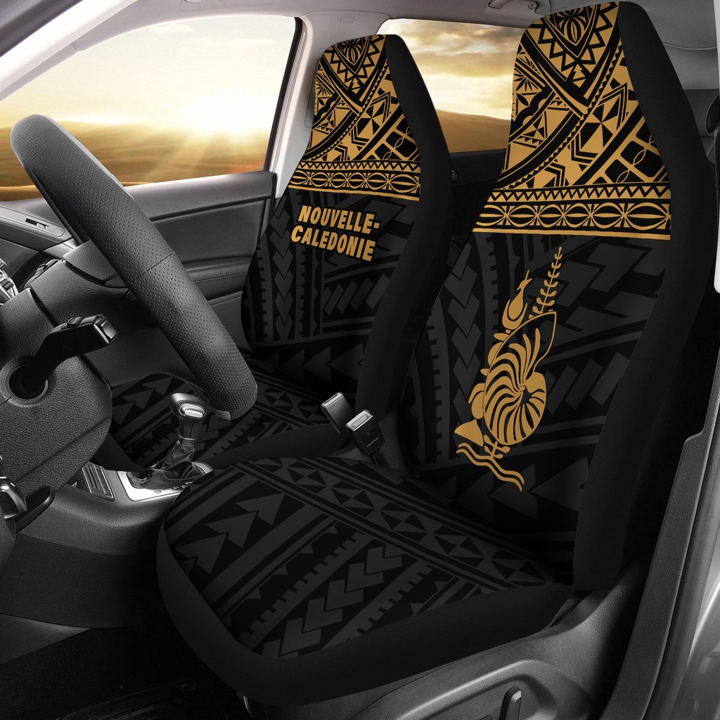 New Caledoni Car Seat Covers - New Caledoni Gold Coat Of Arms Polynesian Tattoo Universal Fit Gold - Polynesian Pride