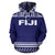 Fiji Tapa All Over Hoodie Blue and White Version - Polynesian Pride