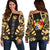 Tonga Women's Off Shoulder Sweater - Polynesian Tattoo Gold Gold - Polynesian Pride