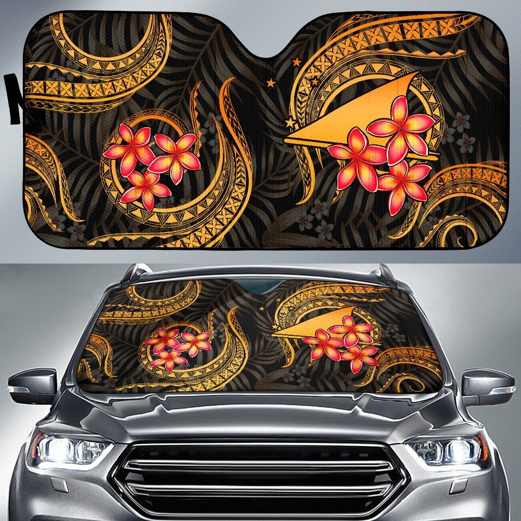 Tokelau Auto Sun Shades - Gold Plumeria Auto Sun Shade Universal Fit GOLD - Polynesian Pride