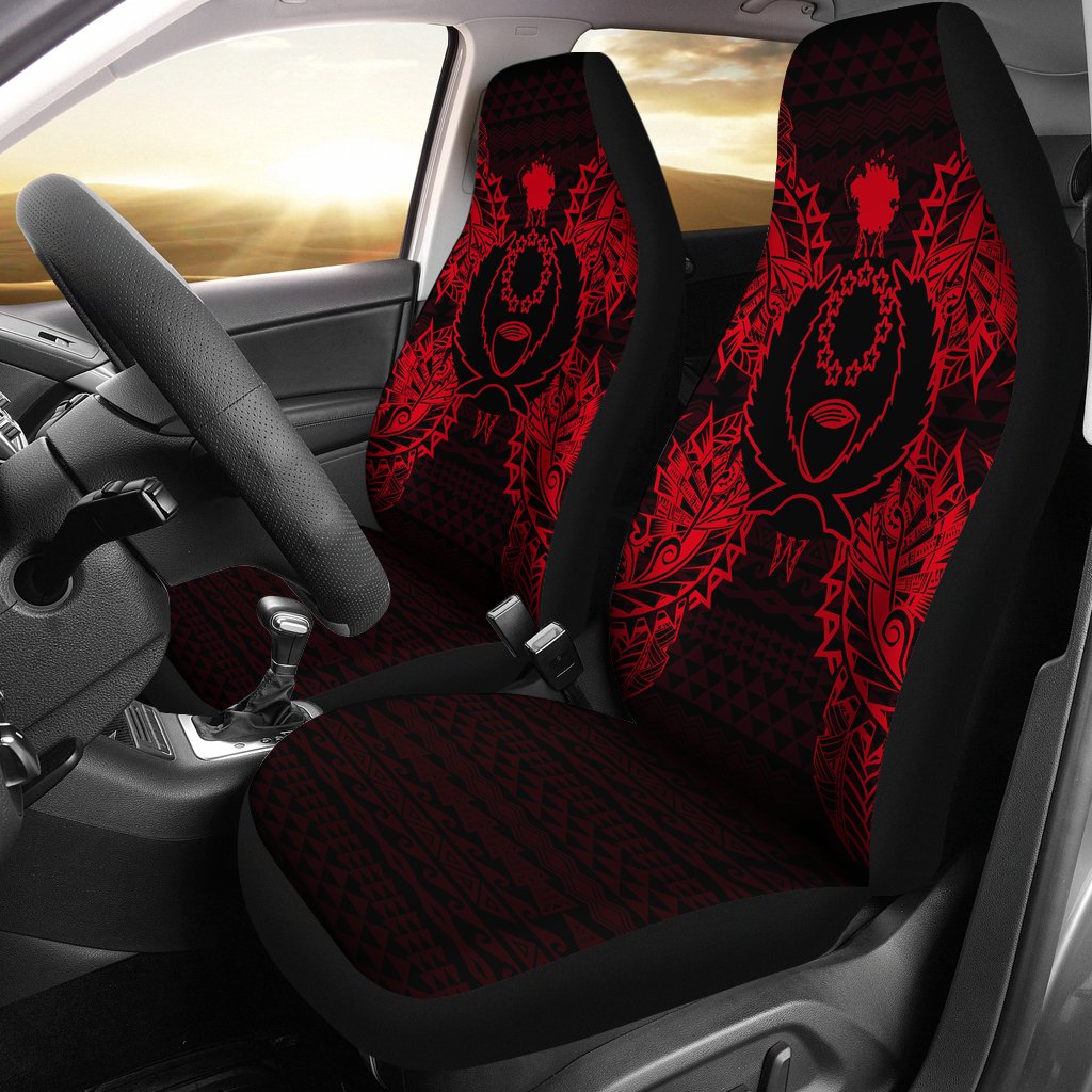 Pohnpei Car Seat Cover - Pohnpei Flag Map Red Universal Fit Red - Polynesian Pride