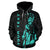 Polynesian Kakau Warrior Helmet Hawaii Custom Zip Hoodie Turquoise - Polynesian Pride