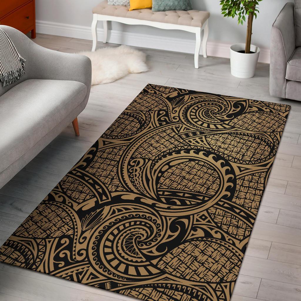 Hawaii Area Rug Polynesian Maori Lauhala AH Rug Gold - Polynesian Pride