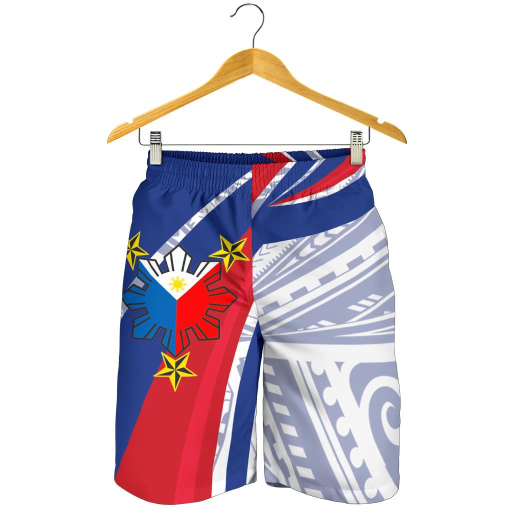 Philippines Men's Shorts - Polynesian Pattern With Flag - Polynesian Pride
