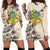 Tuvalu Hoodie Dress - Tuvalu Coat Of Arms & Beige Hibiscus White - Polynesian Pride