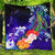 Cook Islands Custom Personalised Premium Quilt - Humpback Whale with Tropical Flowers (Blue) Blue - Polynesian Pride