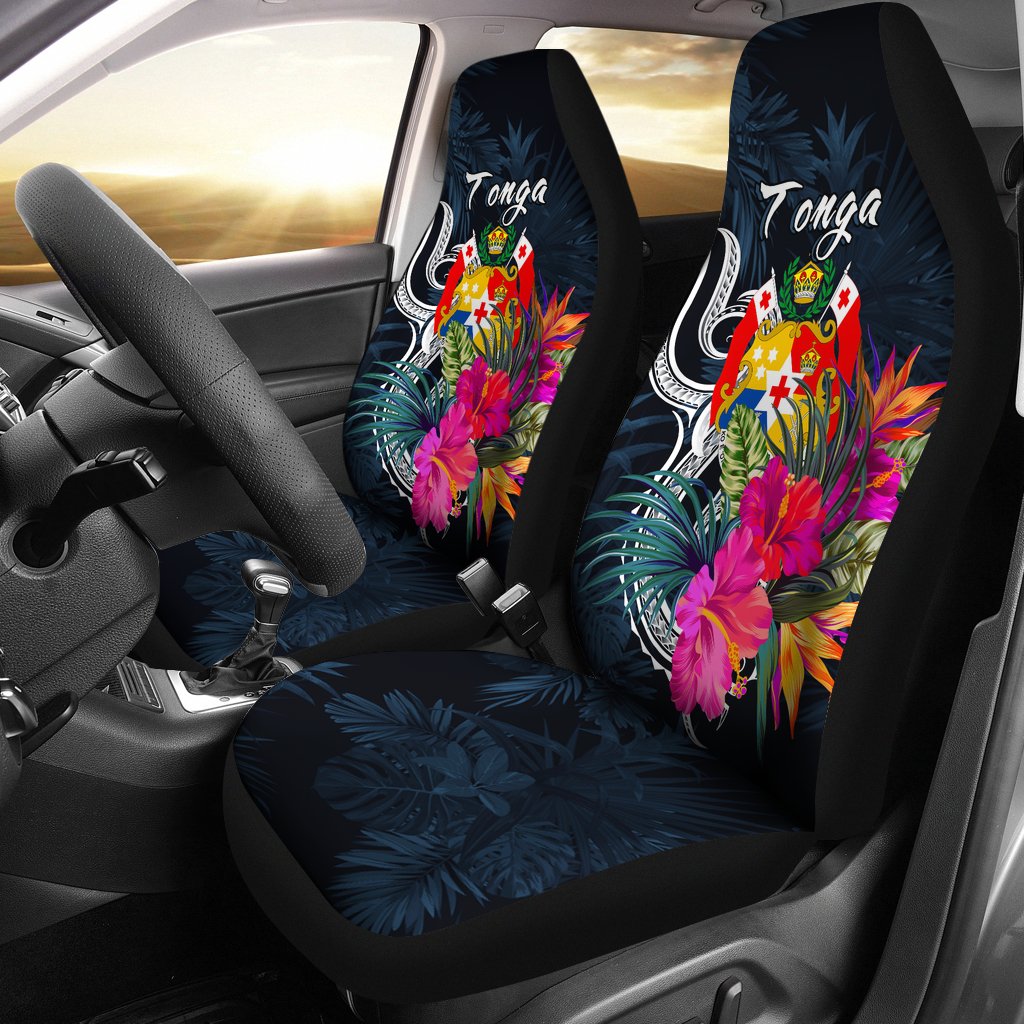 Tonga Polynesian Car Seat Covers - Tropical Flower Universal Fit Blue - Polynesian Pride