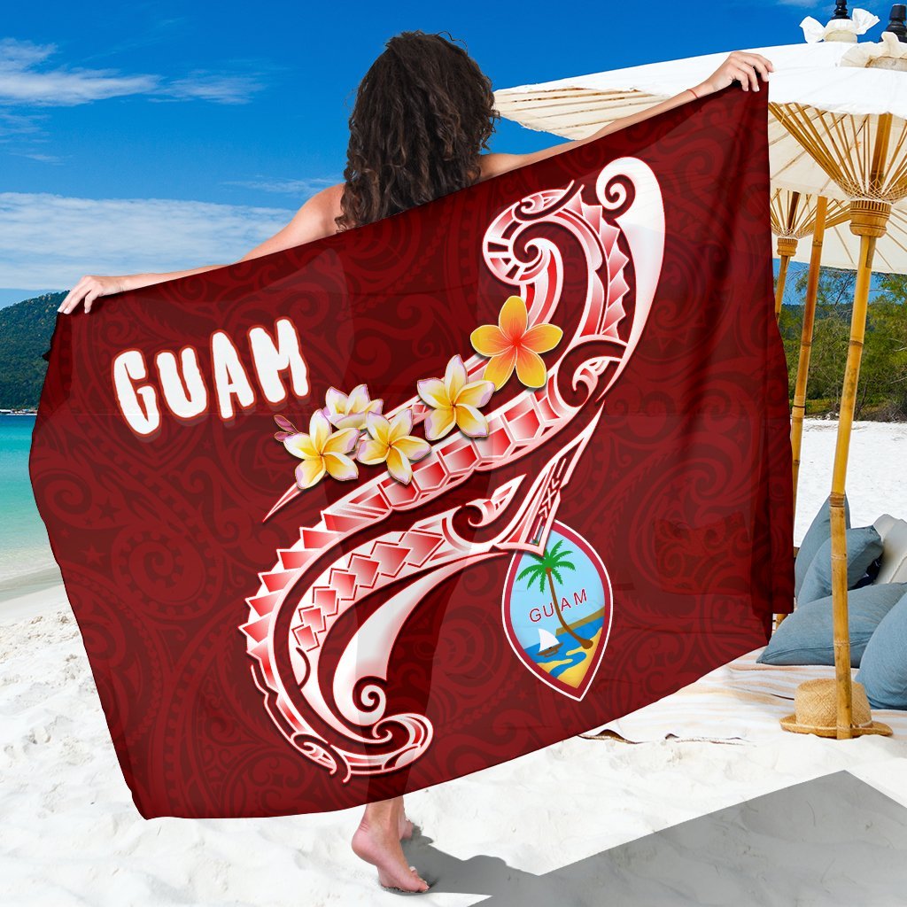Guam Sarong - Guam Seal Polynesian Patterns Plumeria (Red) One Style One Size Red - Polynesian Pride
