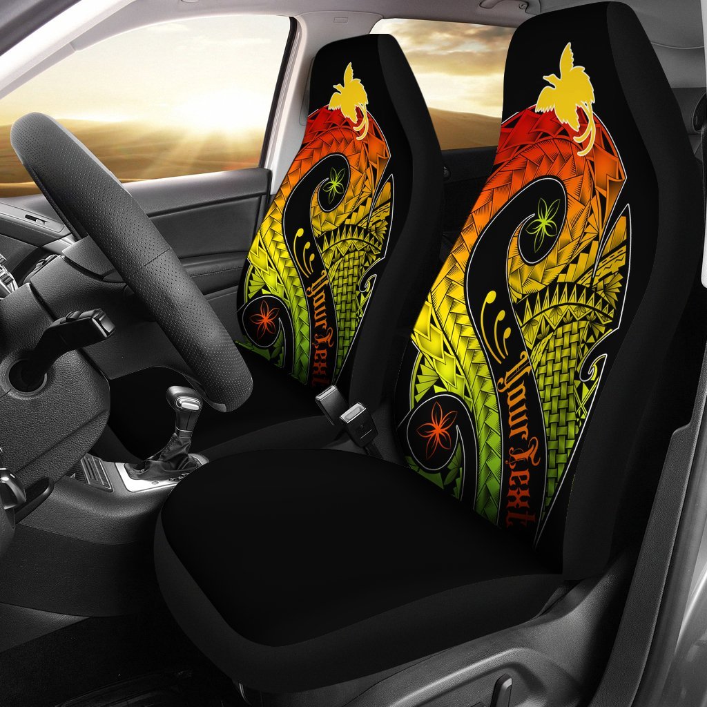 Papua New Guinea Personalised Car Seat Covers - PNG Bird And Polynesian Decorative Pattern Universal Fit Reggae - Polynesian Pride