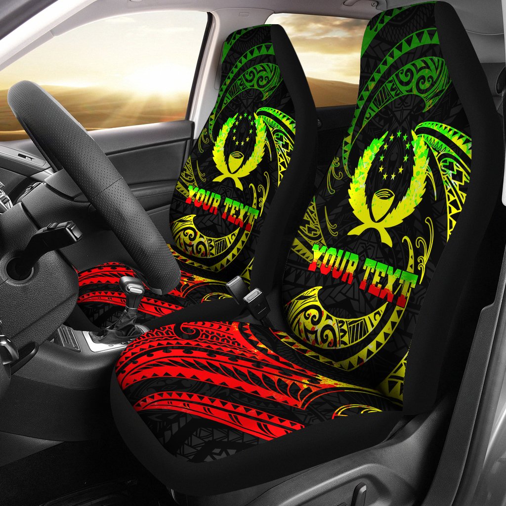 Pohnpei Micronesian Custom Personalised Car Seat Covers - Reggae Tribal Wave Universal Fit Reggae - Polynesian Pride