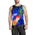 American Samoa Polynesian Men's Tank Top - Humpback Whale with Tropical Flowers (Blue) - Polynesian Pride