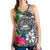 American Samoa Women's Racerback Tank White - Turtle Plumeria Banana Leaf - Polynesian Pride