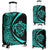 Hawaii Turtle Map Polynesian Luggage Cover - Turquoise - Circle Style Blue - Polynesian Pride