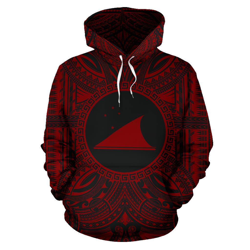 Tokelau ll Over Hoodie Tokelau Coat of rms Polynesian Red Black Unisex Red - Polynesian Pride