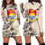 Kiribati Hoodie Dress - Kiribati Coat Of Arms & Beige Hibiscus White - Polynesian Pride