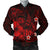 Polynesian Hawaii Men's Bomber Jacket - Humpback Whale with Hibiscus (Red) Red - Polynesian Pride