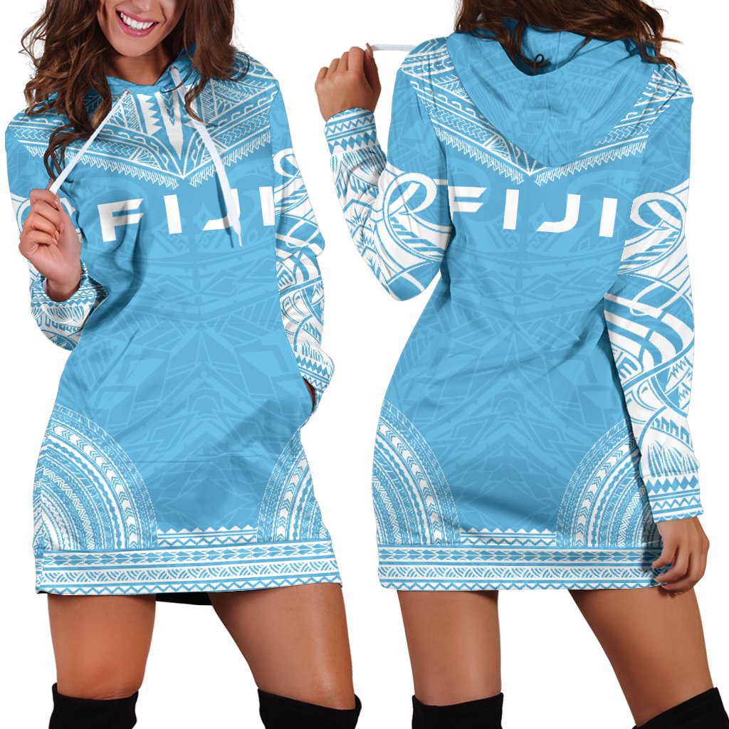 Fiji Women's Hoodie Dress - Polynesian Flag Chief Blue - Polynesian Pride