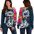 Samoa Custom Personalised Women's Off Shoulder Sweater - Summer Vibes Blue - Polynesian Pride