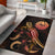 Tahiti Polynesian Area Rugs - Turtle With Blooming Hibiscus Gold Gold - Polynesian Pride