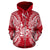 New Caledonia Polynesian All Over Zip up Hoodie Map Red White - Polynesian Pride