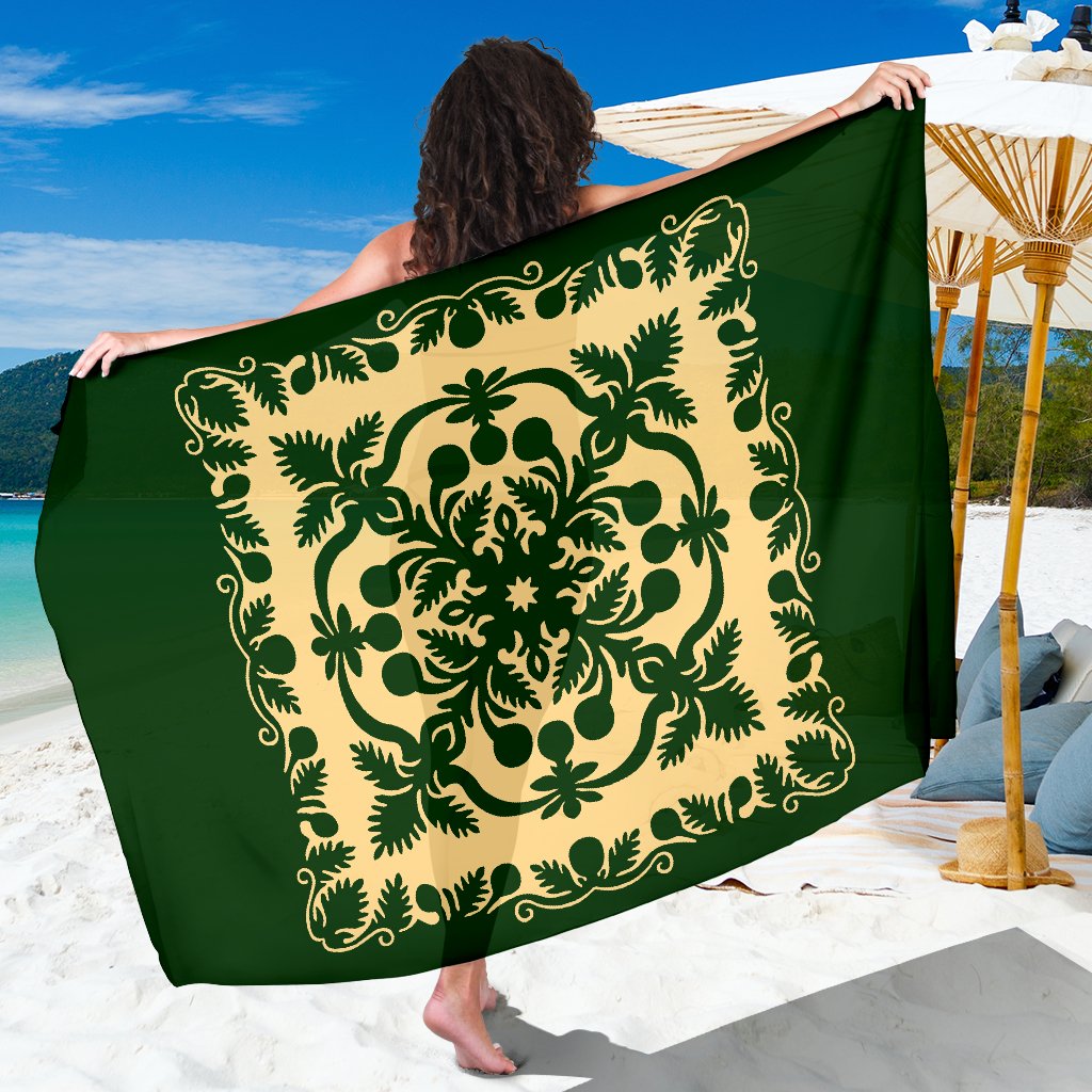 Hawaiian Sarong Royal Pattern - Emerald Green Sarong One Size Green - Polynesian Pride