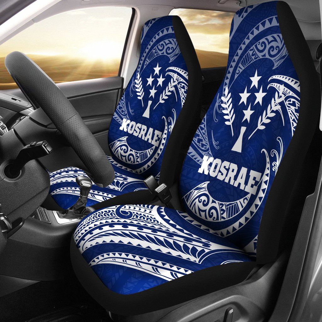 Kosrae Micronesia Car Seat Covers - Blue Tribal Wave Universal Fit Blue - Polynesian Pride