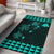 Hawaii Kakau Three Turtles Map Polynesian AH Rug Turquoise - Polynesian Pride