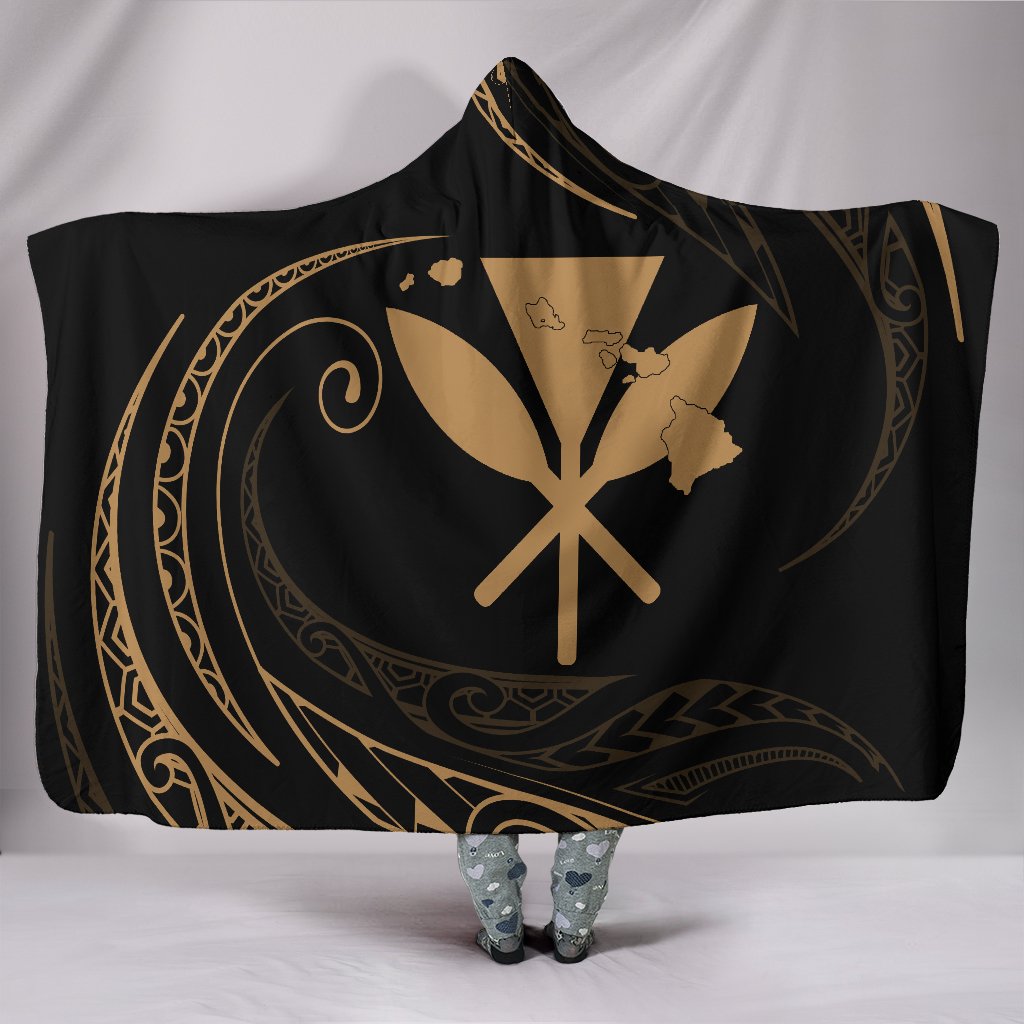 Kanaka Hooded Blanket - Gold - Frida Style Hooded Blanket Black - Polynesian Pride