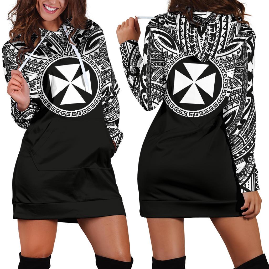 Wallis and Futuna Women Hoodie Dress - Wallis and Futuna Coat Of Arms Polynesian Black Color Black - Polynesian Pride