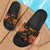 Niue Slide Sandals - Gold Plumeria Black - Polynesian Pride