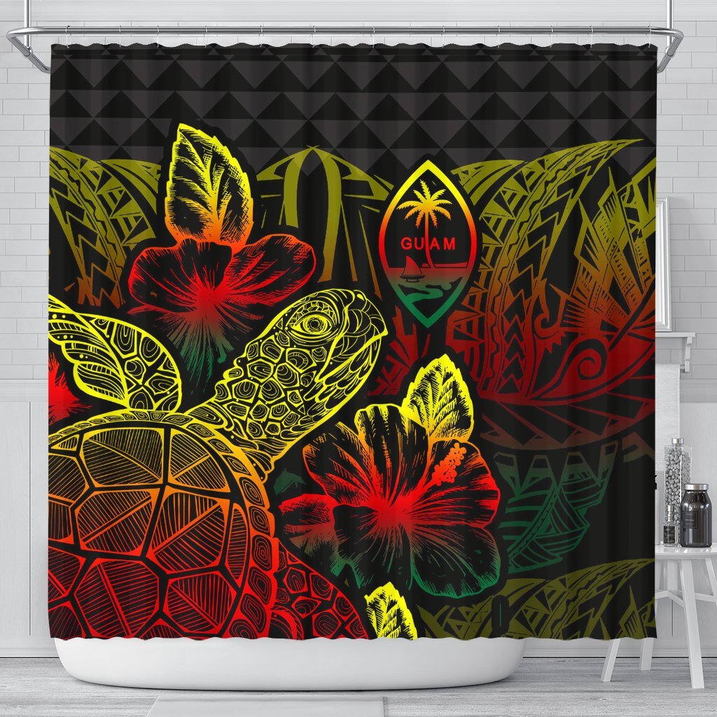 Guam Shower Curtain Turtle Hibiscus Reggae 177 x 172 (cm) Reggae - Polynesian Pride