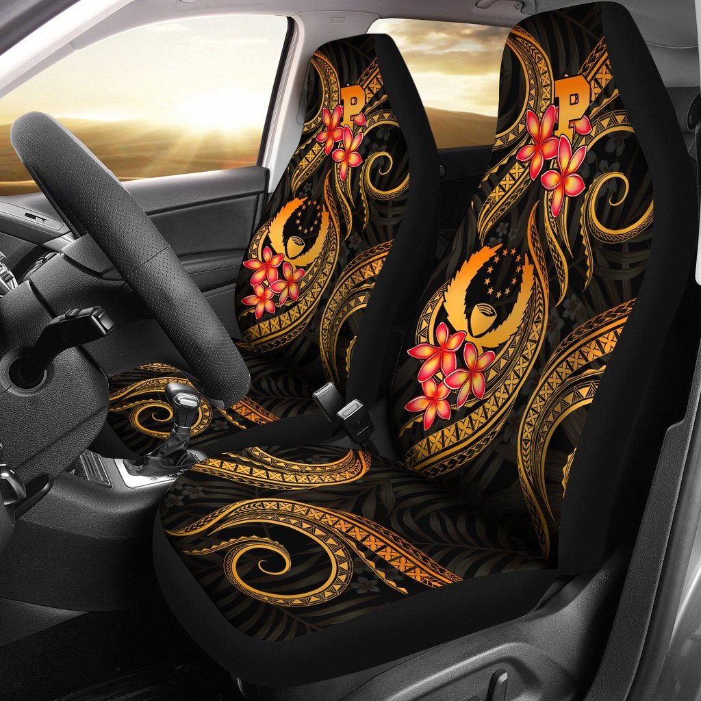 Pohnpei Micronesian Car Seat Covers - Gold Plumeria Universal Fit GOLD - Polynesian Pride