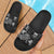 Tuvalu Sandals - Turtle Hibiscus Pattern Black Black - Polynesian Pride