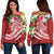 Fiji Polynesian Women's Off Shoulder Sweater - Summer Plumeria (Red) Red - Polynesian Pride