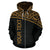 Turtle All Over Custom Zip up Hoodie Polynesian Gold Curve Style - Polynesian Pride