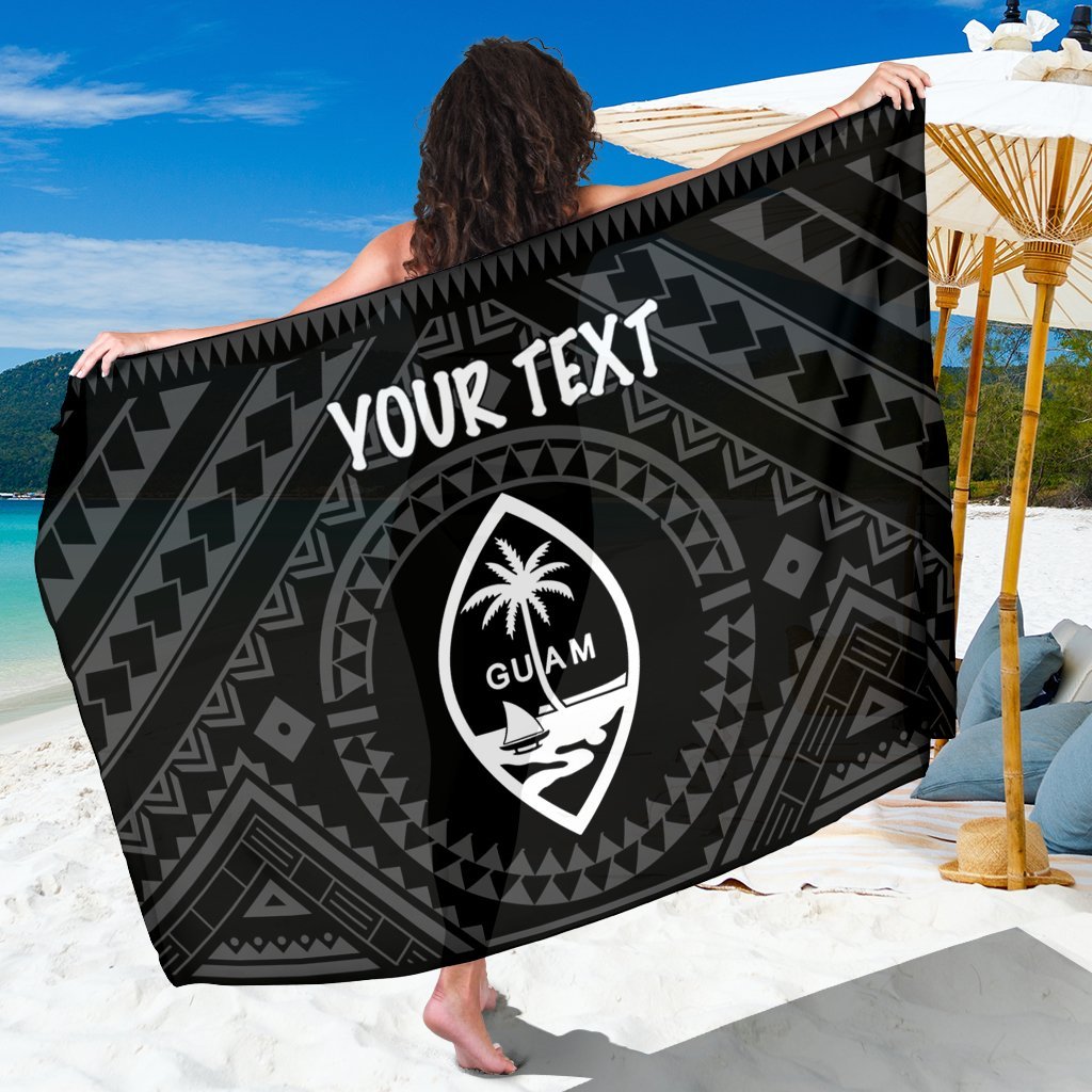 Guam Personalised Sarong - Guam Seal With Polynesian Tattoo Style (Black) One Style One Size Black - Polynesian Pride