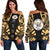 Niue Women's Off Shoulder Sweater - Polynesian Tattoo Gold Gold - Polynesian Pride