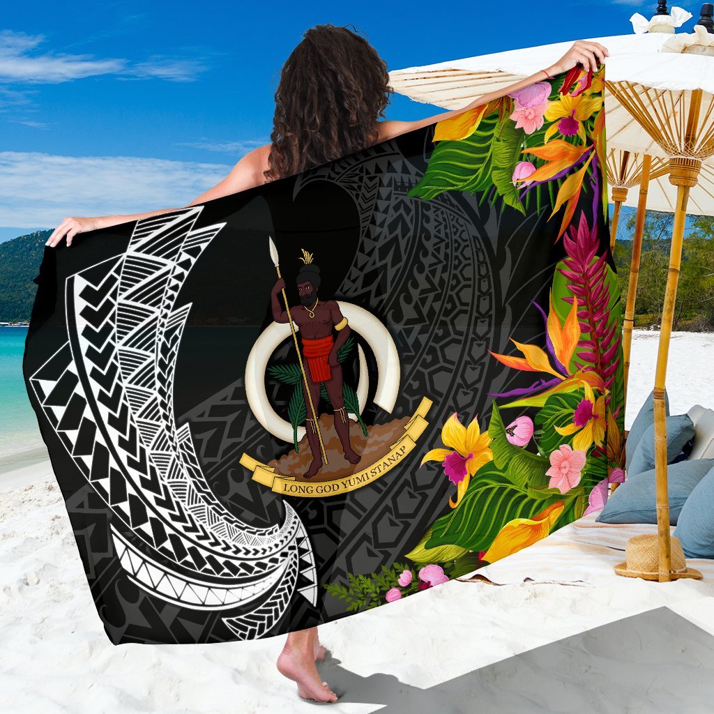 Vanuatu Sarong - Seal Spiral Polynesian Patterns Sarong - Vanuatu Black - Polynesian Pride