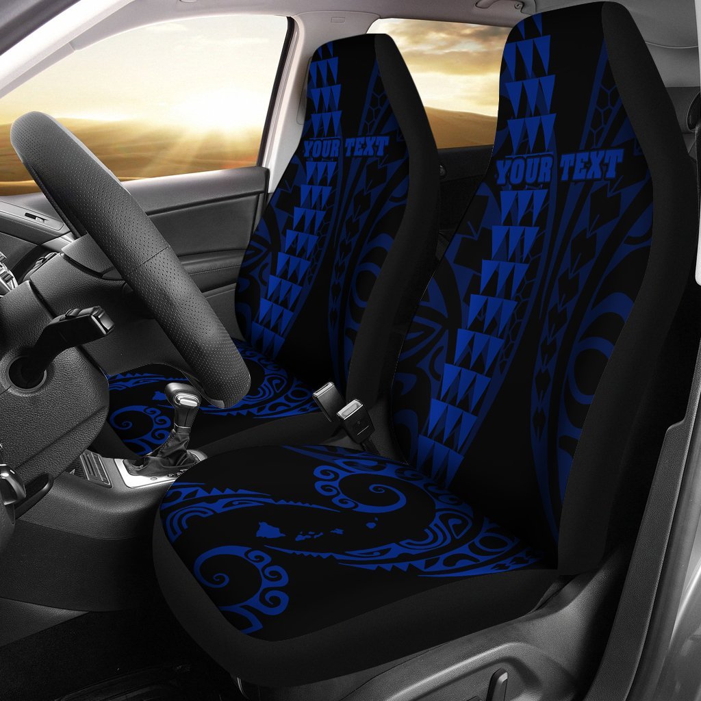 Personalized Hawaii Car Seat Covers Kakau Large Polynesian Blue AH Universal Fit Blue - Polynesian Pride